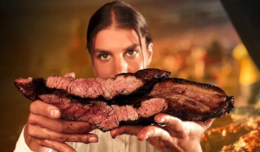 Carne defumada mostrando o ponto